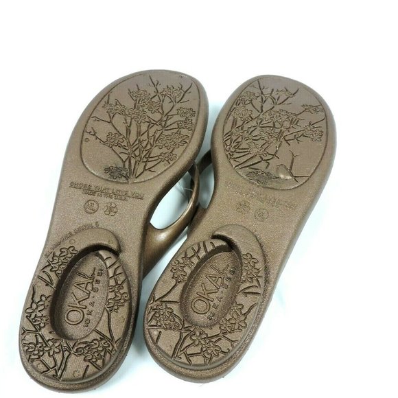 Oka B Sandals M / L Shell Brown Bronze Flip Flop - Picture 4 of 9